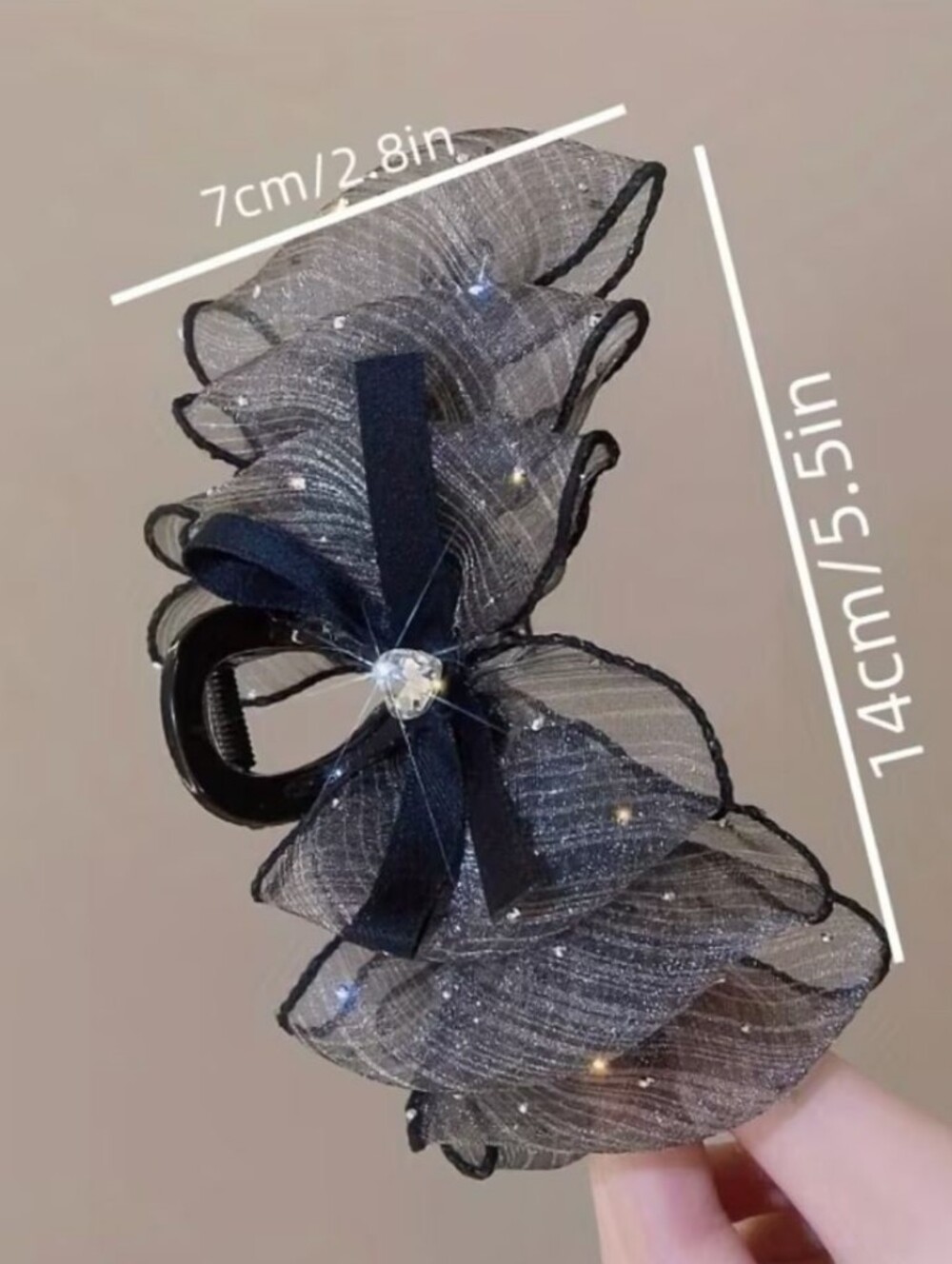 Elegant Black Floral Hair Clips - Set of 2 Plus Pink As Free Gift - Picture 4 of 6